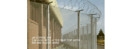 High fence with razor wire 