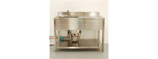 Freestanding sink units for the ceramics studio comprising Decimetric® sink drainer combinations complete with stainless steel frame