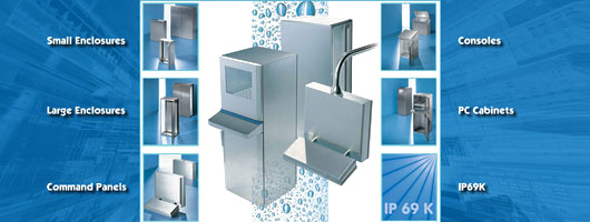 Enclosure & housing specialists offering small and large enclosures for PC Cabinets and Command Panels from Rittal