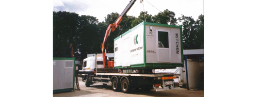 Temporary containers are moved and transported by us using a Hi-ab assisted lorry