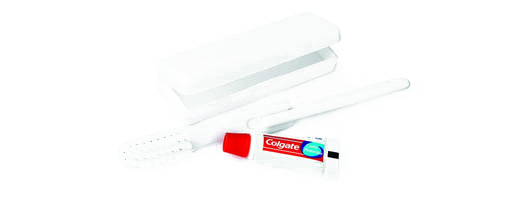 White Boxed Toothbrush & Colgate Toothpaste