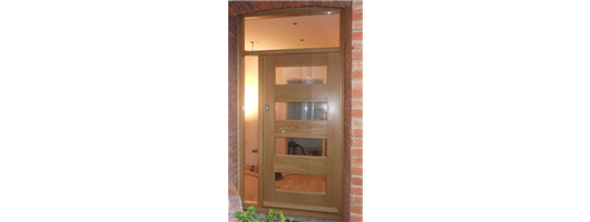 Bespoke External Solid Oak door set with vision panels
