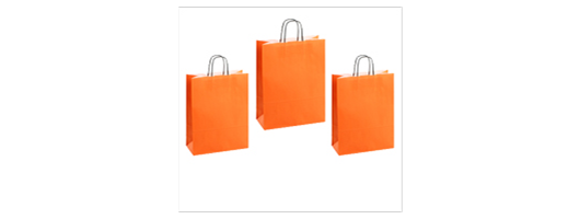 Orange Kraft Paper Carrier Bags