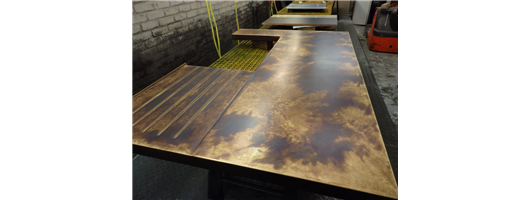 Solid Bronzed Brass Kitchen Worktop with Milled Drainer for Belfast Sink