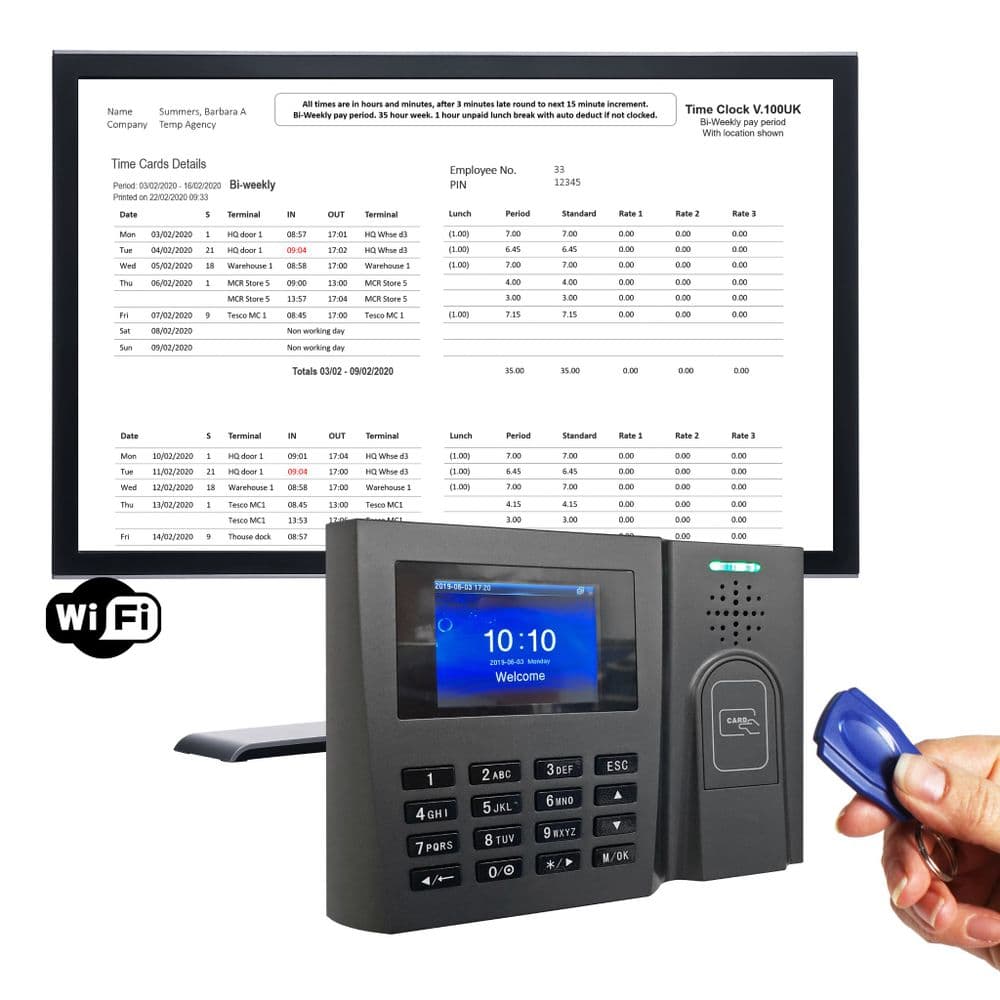 ProxTime 100 Wifi | Proximity RFID Tag Clocking in Machine