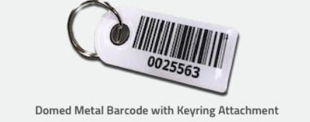 Domed Metal Barcode With Keyring