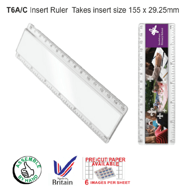 T6 Clear Insert Ruler - 6" / 15cm