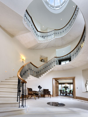Serpentine Staircase Balustrade in Drop Forged Wrought Iron