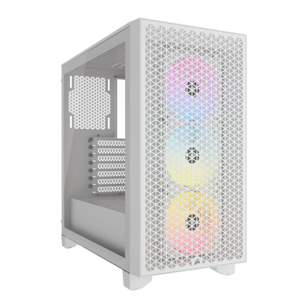 CORSAIR 3000D White RGB Airflow Gaming Case W/ Glass Window,