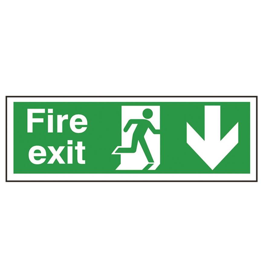 Fire Exit Down Arrow Sign 