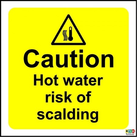 Warning sign Caution hot water risk of scalding safety sign
