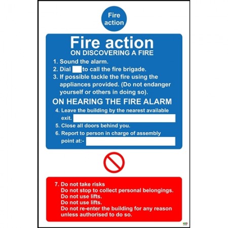 Fire action on discovering a fire safety sign