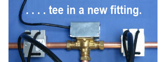 Stages of using Freeze Masters, Pipe Freezing tool - .. Tee in a new fitting