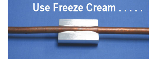 Stages of using Freeze Masters, Pipe Freezing tool - .. Use a freeze cream