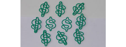 Dollar sign promotionl paper clips