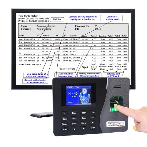 GeoTime 100 | ‘Pro’ Fingerprint Biometric Clocking in Machine