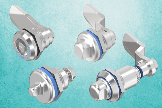 Stainless steel compression latch variant for hygiene areas and improved security