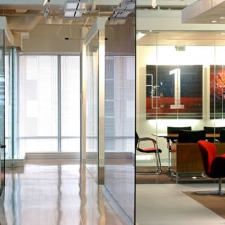 Glass Partitions in a Modern Well Lit Office