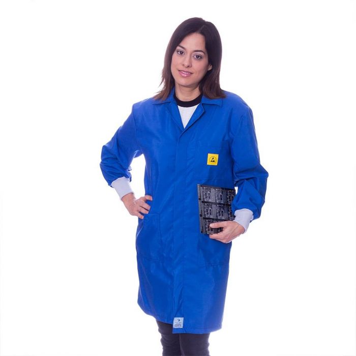 Royal Blue ESD Lab Coat with Elastic Cuffs