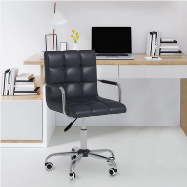 HOMCOM PU Leather Computer Chair, Adjustable Height-Black 