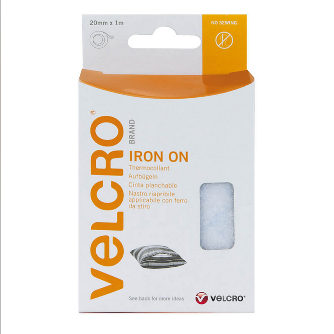 20mm x 1m VELCRO® Brand White Iron On Tape
