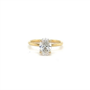 Certified Lab Grown Oval Solitaire – 8.5mm Main Diamond in 18k Yellow Gold (1.20ct+)