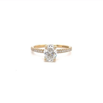Certified Lab Grown Oval Solitaire with Diamond Band – 8mm Diamond (1ct+)