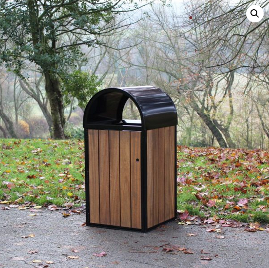 Royal Parks Litter Bin With Wood Cladding