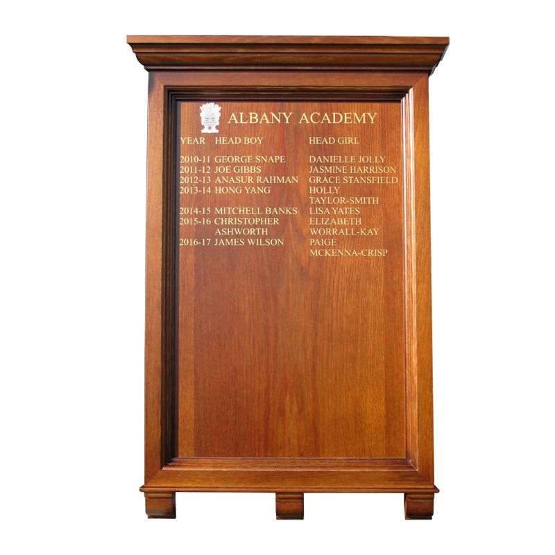 HOMCC/69 Hardwood Honours Board, Corbelled with Moulded Cornice