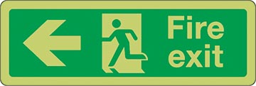 Fire Exit Sign – Arrow Left – Photoluminescent Sign