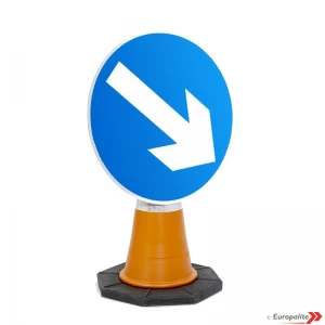 Circular UK Temporary Traffic Signs Cone Mounted 
