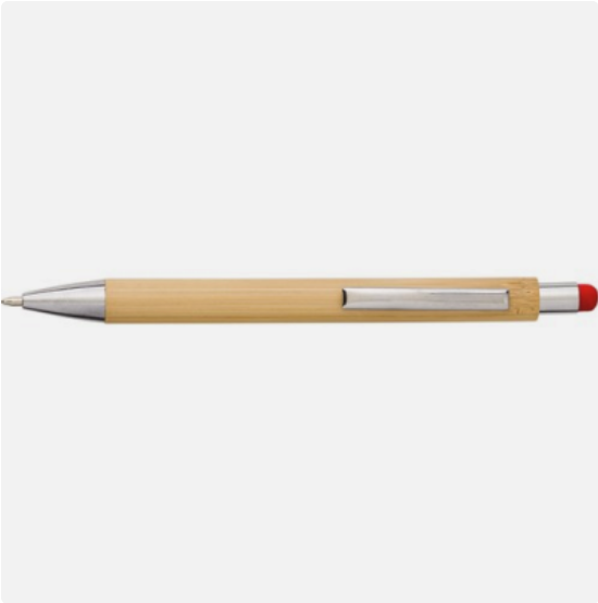 The Lex - Bamboo & Plastic Ball Pen in Red
