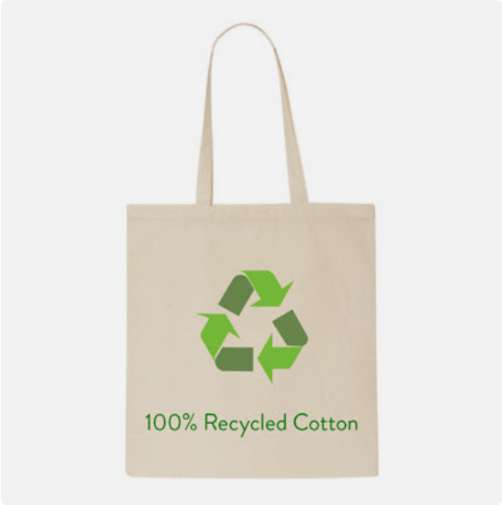 10OZ NATURAL RECYCLED COTTON CANVAS SHOPPER TOTE BAG. Recycled