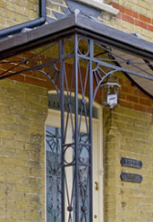 Iron Deco Design Front Door Porch with Lead Canopy Roof