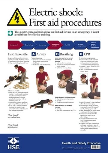 Electric shock First Aid Procedures Poster