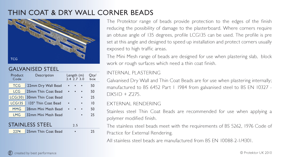 Thin Coat & Dry Wall Corner Beads