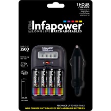 INFAPOWER 1 HOUR CHARGER & 4xAA 2500mAh BATTERIES.