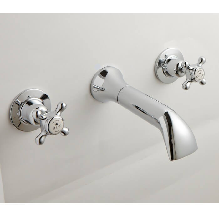Victrion Crosshead 3 Hole Wall Mounted Bath Filler