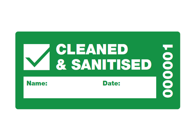 Cleaned & Sanitised Security Labels