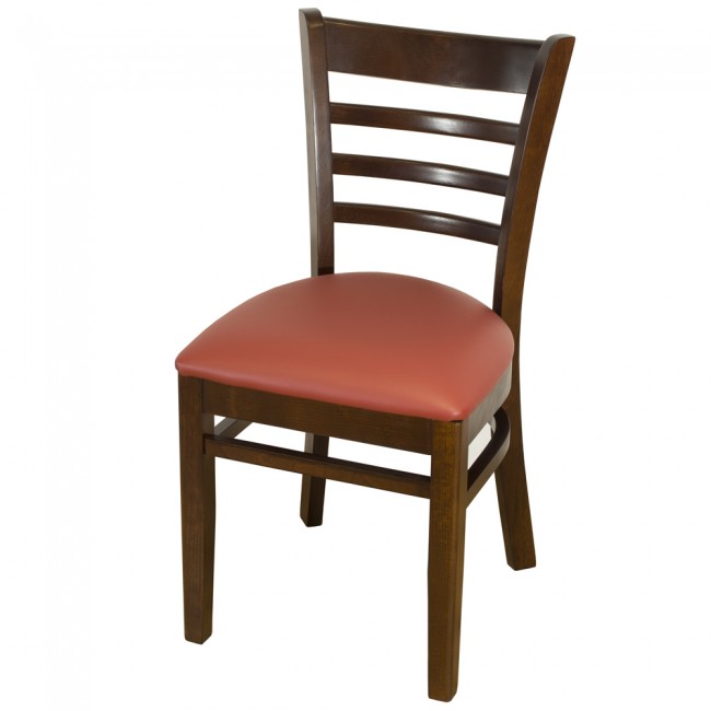 Dallas Walnut Side Chair With Red Faux Leather Seat