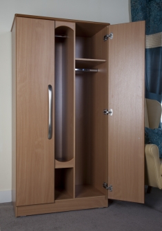 Double Door Wardrobe with Open Clothes Hanging Section