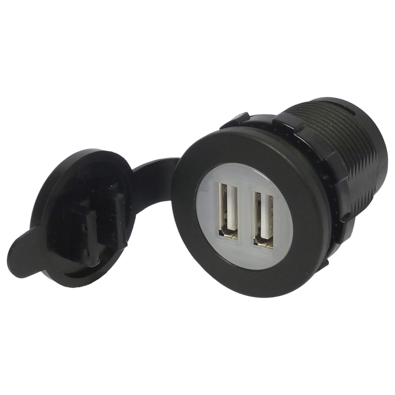 12V USB Outlet, Waterproof 12V/24V 24W 4.8A Dual USB Charger Socket Power  Outlet Adapter with LED Voltmeter Switch