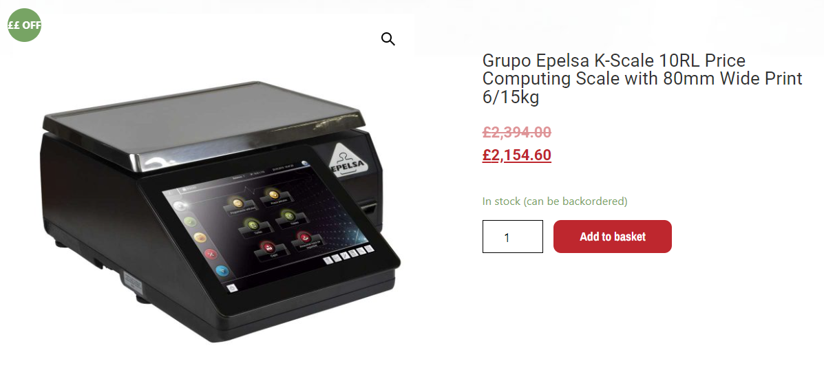 Grupo Epelsa K-Scale 10RL Price Computing Scale with 80mm Wide Print 6/15kg