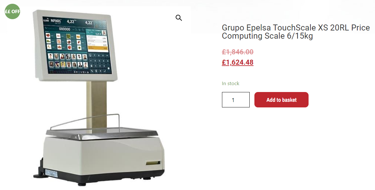 Grupo Epelsa TouchScale XS 20RL Price Computing Scale 6/15kg