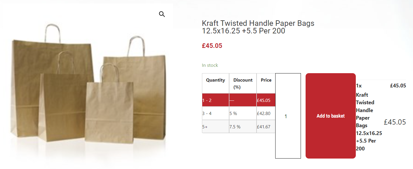 Kraft Twisted Handle Paper Bags 12.5x16.25 +5.5 Per 200
