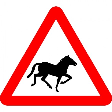 "Warning- horses" sign 
