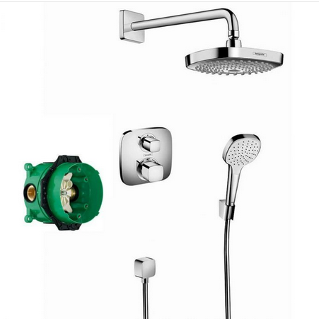 hansgrohe Croma Select E Shower System with Ecostat Thermostatic Mixer Set