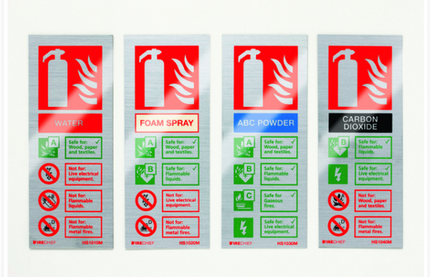 Brushed Metal Effect Extinguisher Sign
