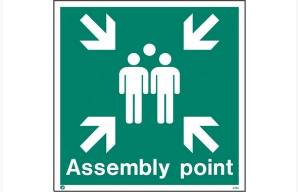 White Fire Assembly Point Sign