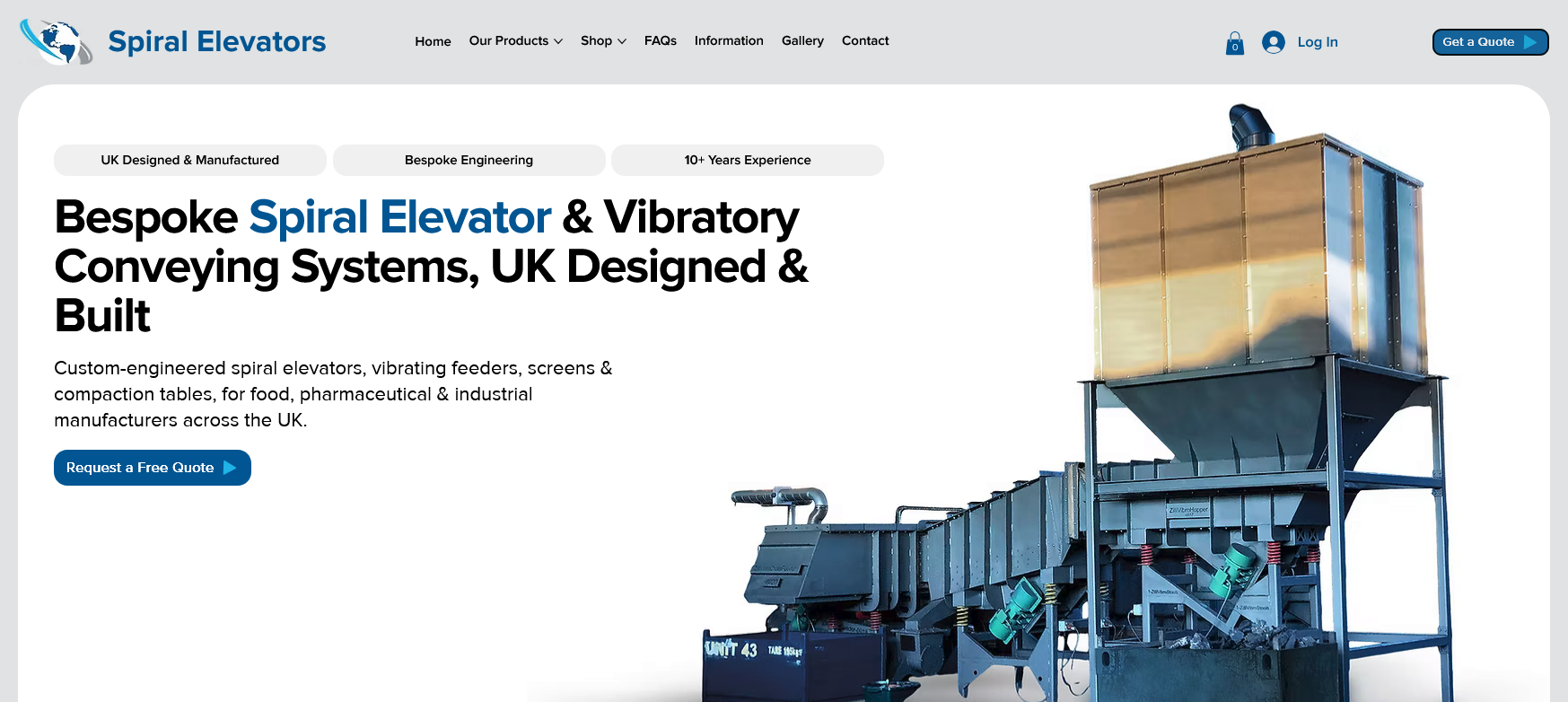 Spiral Elevators Website Screenshot 001